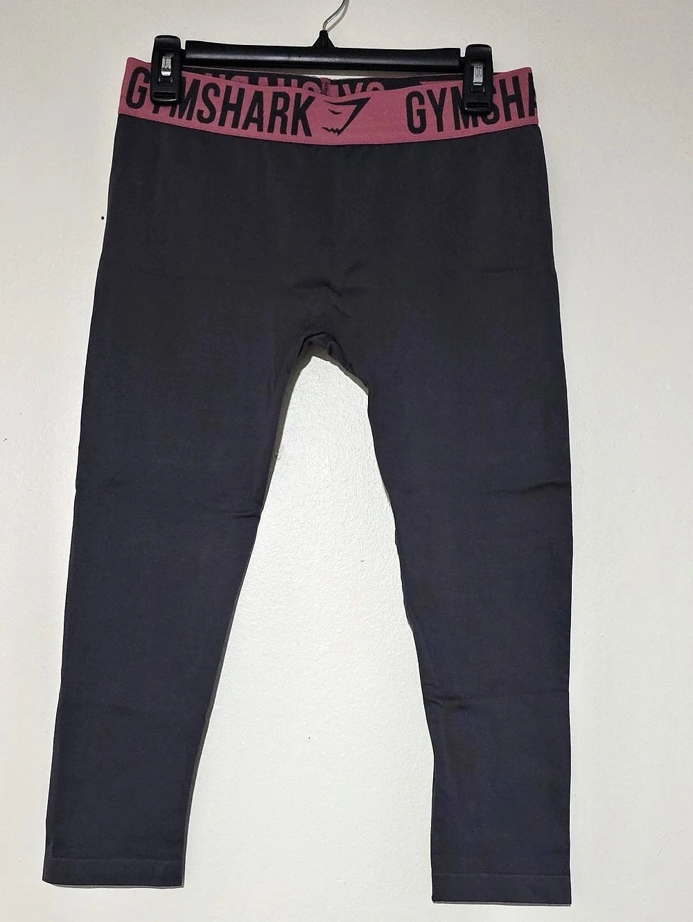 Gymshark Logo Waistband Leggings Gray & Pink Medium